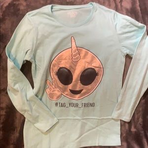 NWOT Girls Alien Long Sleeve Shirt Size 10/12